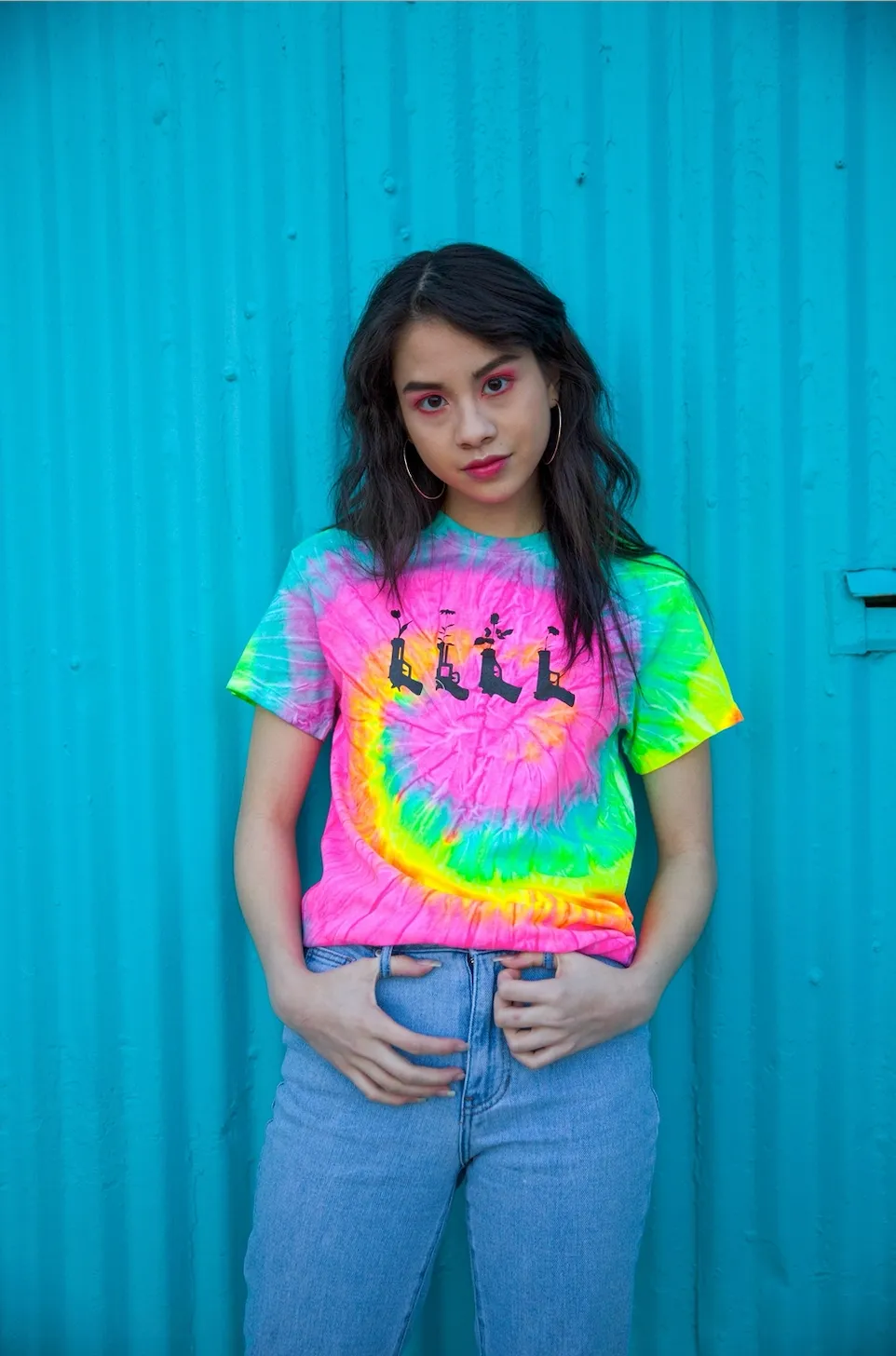 Flower Pistols Fluorescent Rainbow Tie-Dye Graphic Unisex Tee