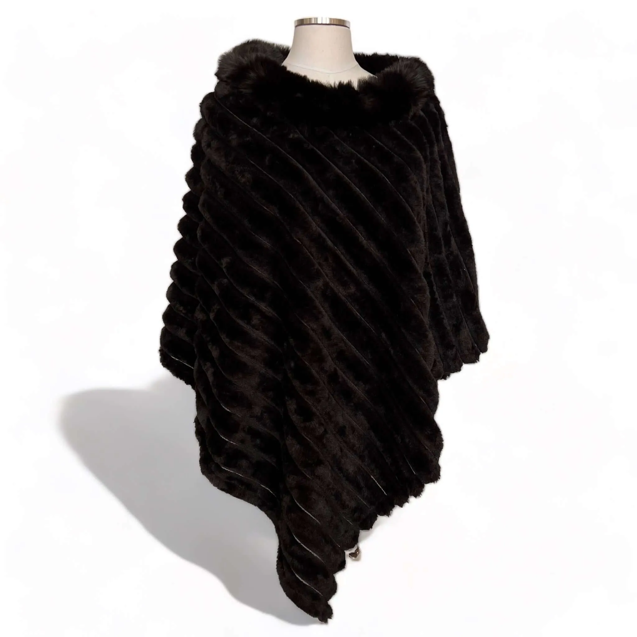 Fur Ribbed Poncho