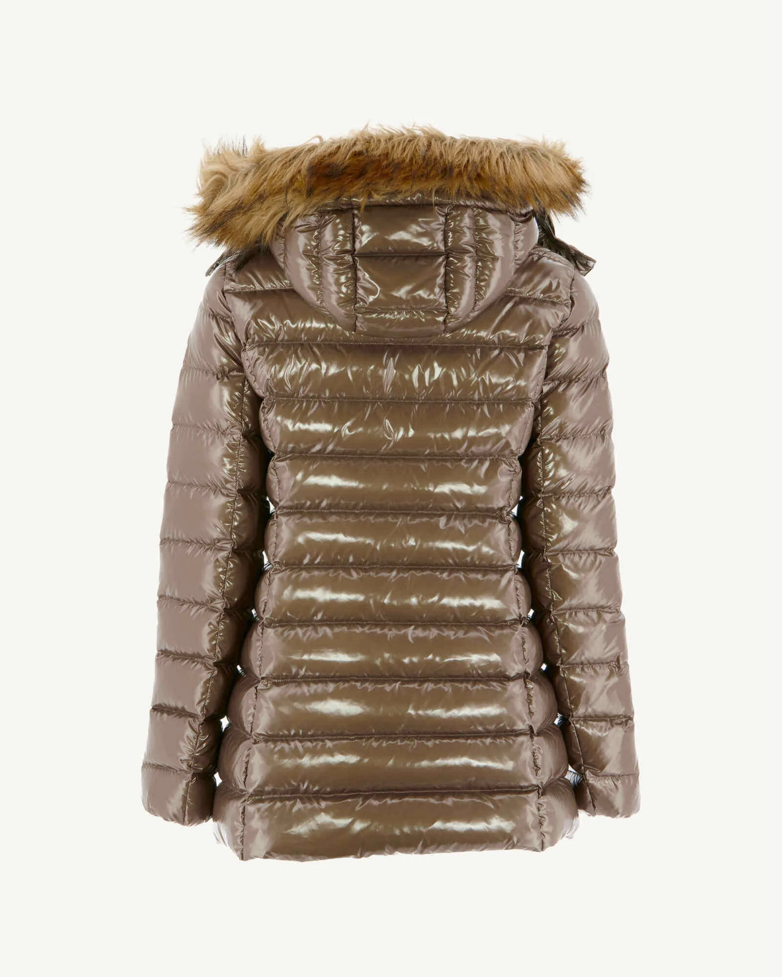 Grand Froid Perle Taupe lacquered mid-length jacket