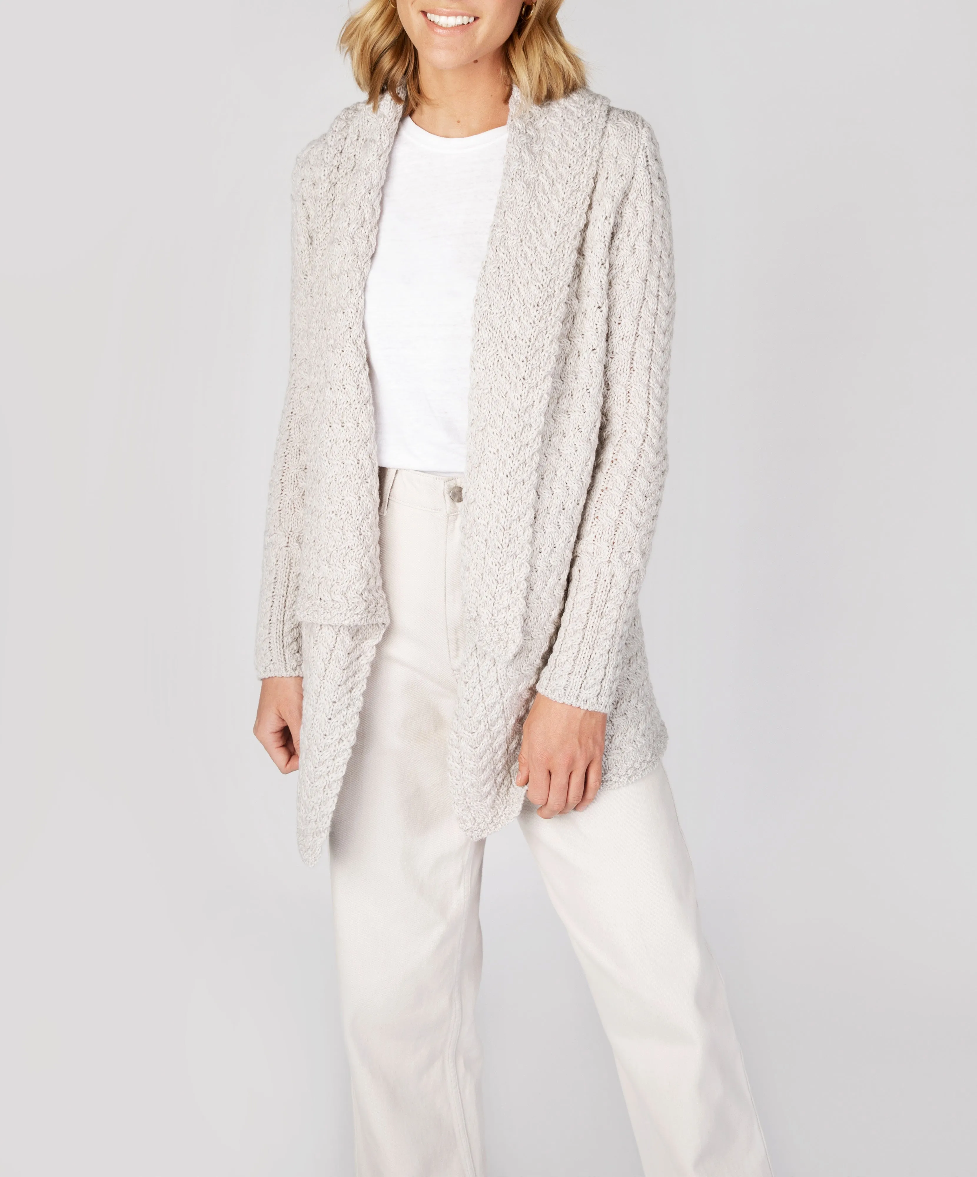 Irish - Glenross Waterfall Cardigan - Silver Marl