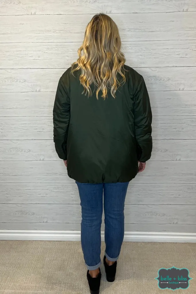 Jazz Longline Oversized Jacket - Olive