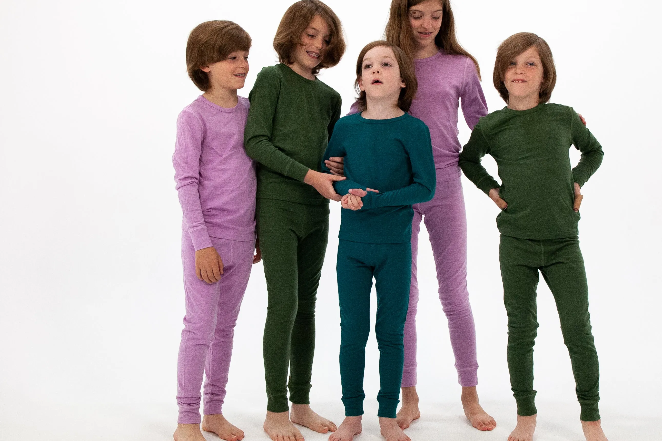 Kids' Merino Wool Base Layer, Blue Spruce