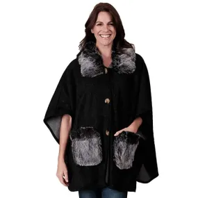 Le Moda Poncho with Faux Fur Trim