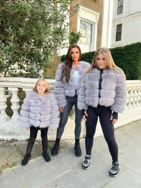 Light Grey Childrens Faux Fur Coat