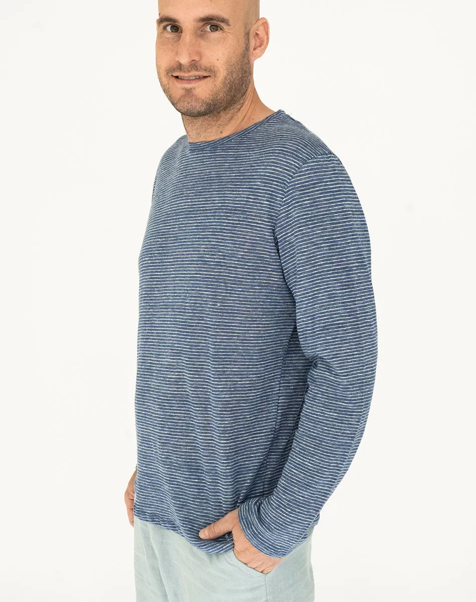 Linen Longsleeve T-Shirt blue - Men