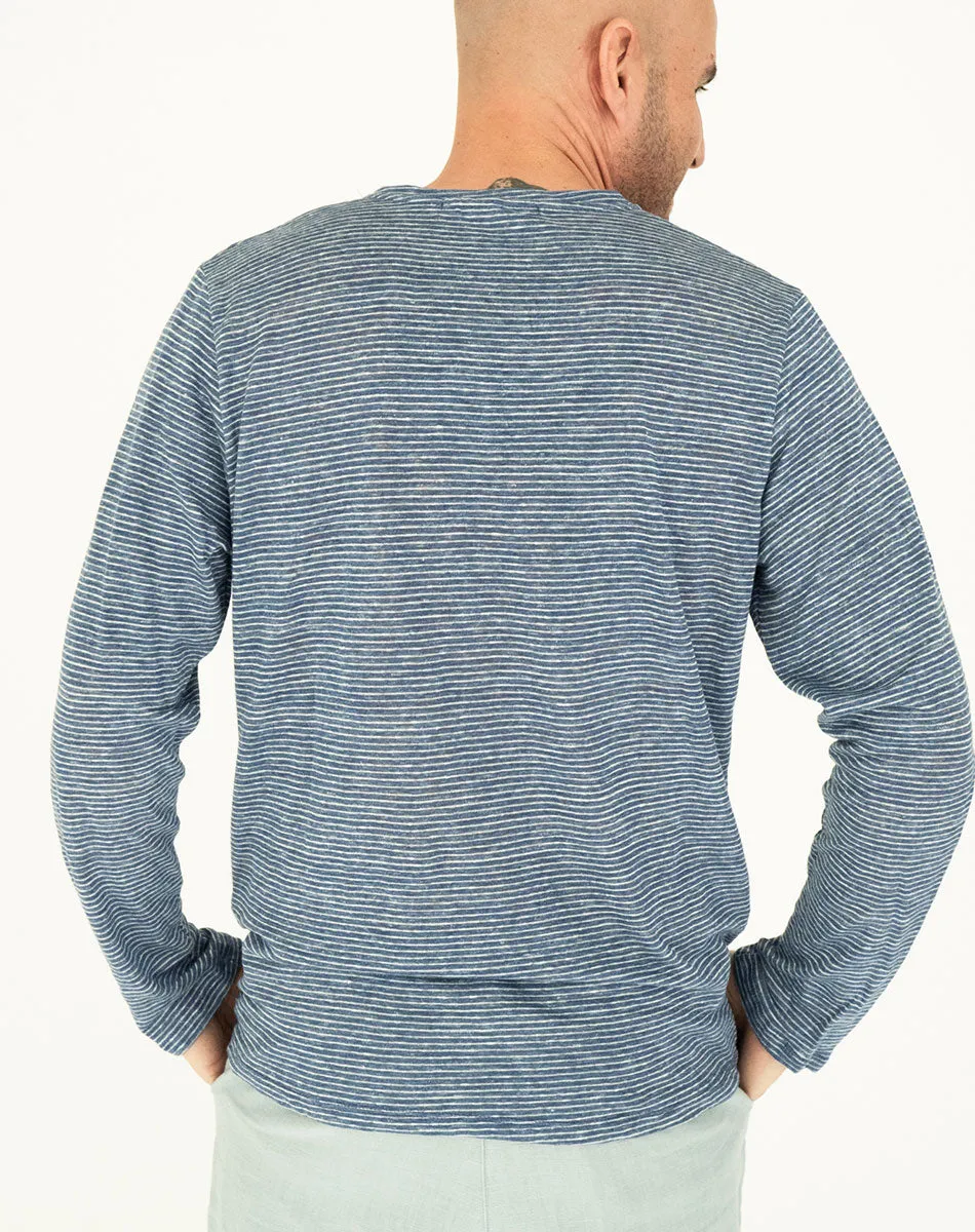 Linen Longsleeve T-Shirt blue - Men