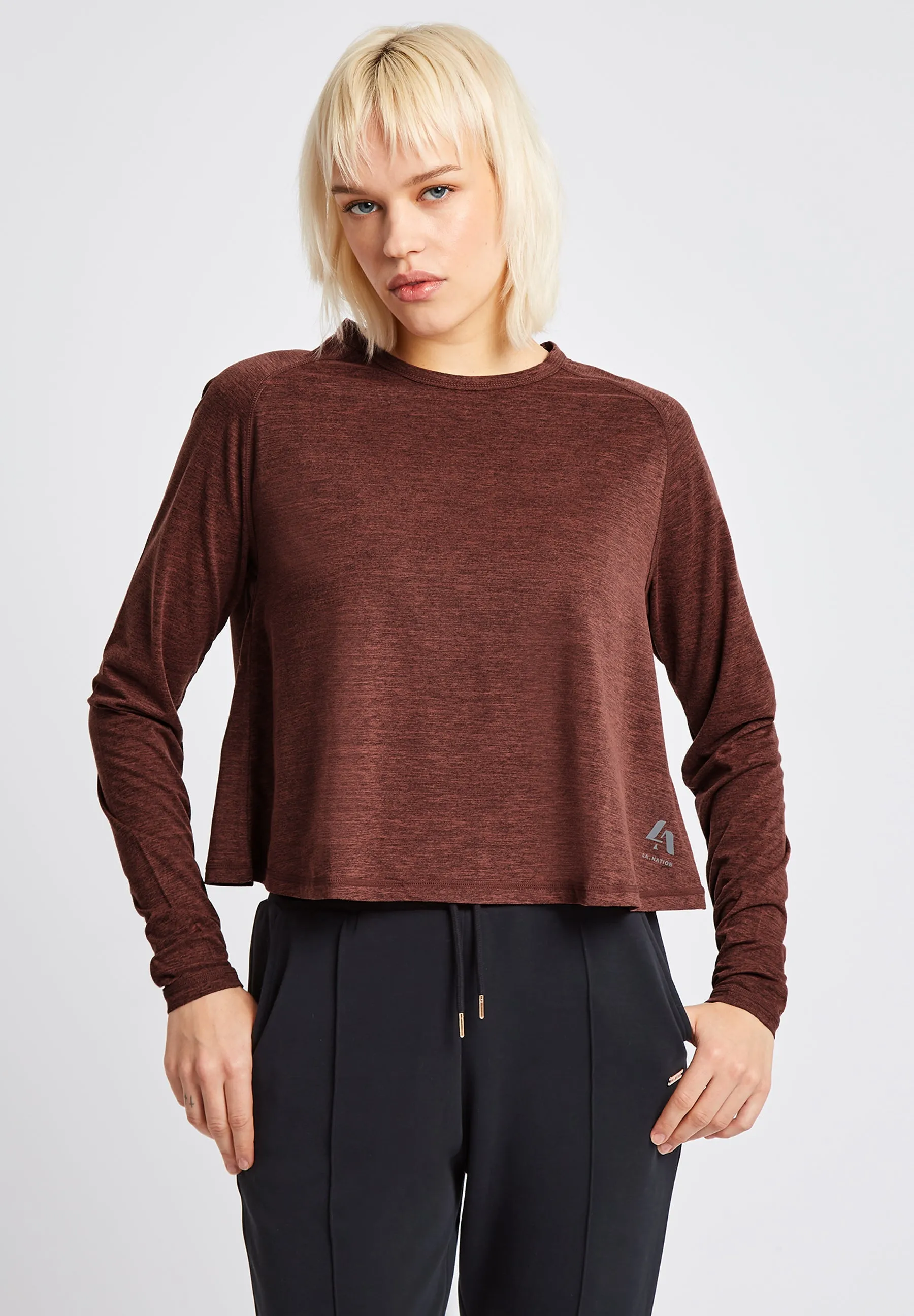 Long sleeve T-Shirt With Cross Over Back-Burnt Orange