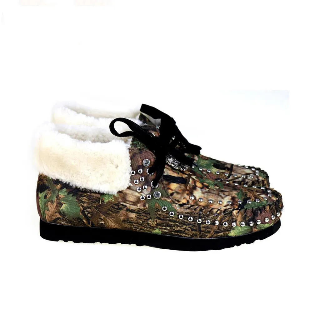 Montana West Western Camo Print Moccasins