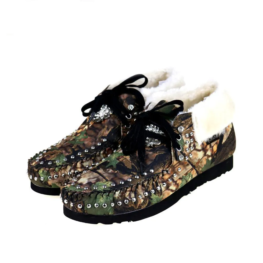 Montana West Western Camo Print Moccasins