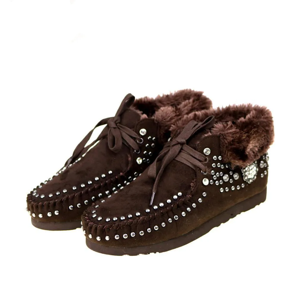 Montana West Western Style Studded Design Moccasins