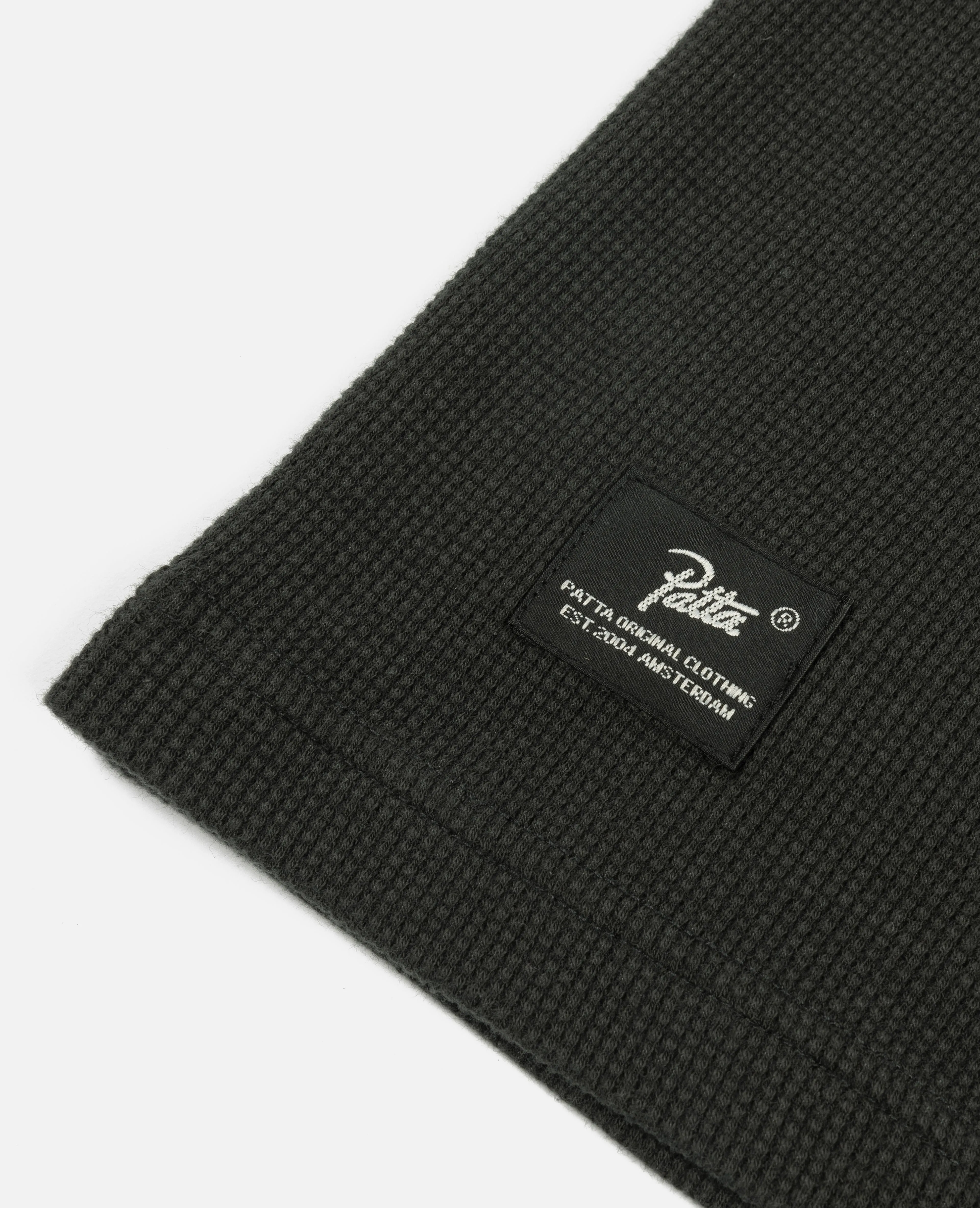 Patta Basic Waffle Longsleeve T-Shirt (Pirate Black)