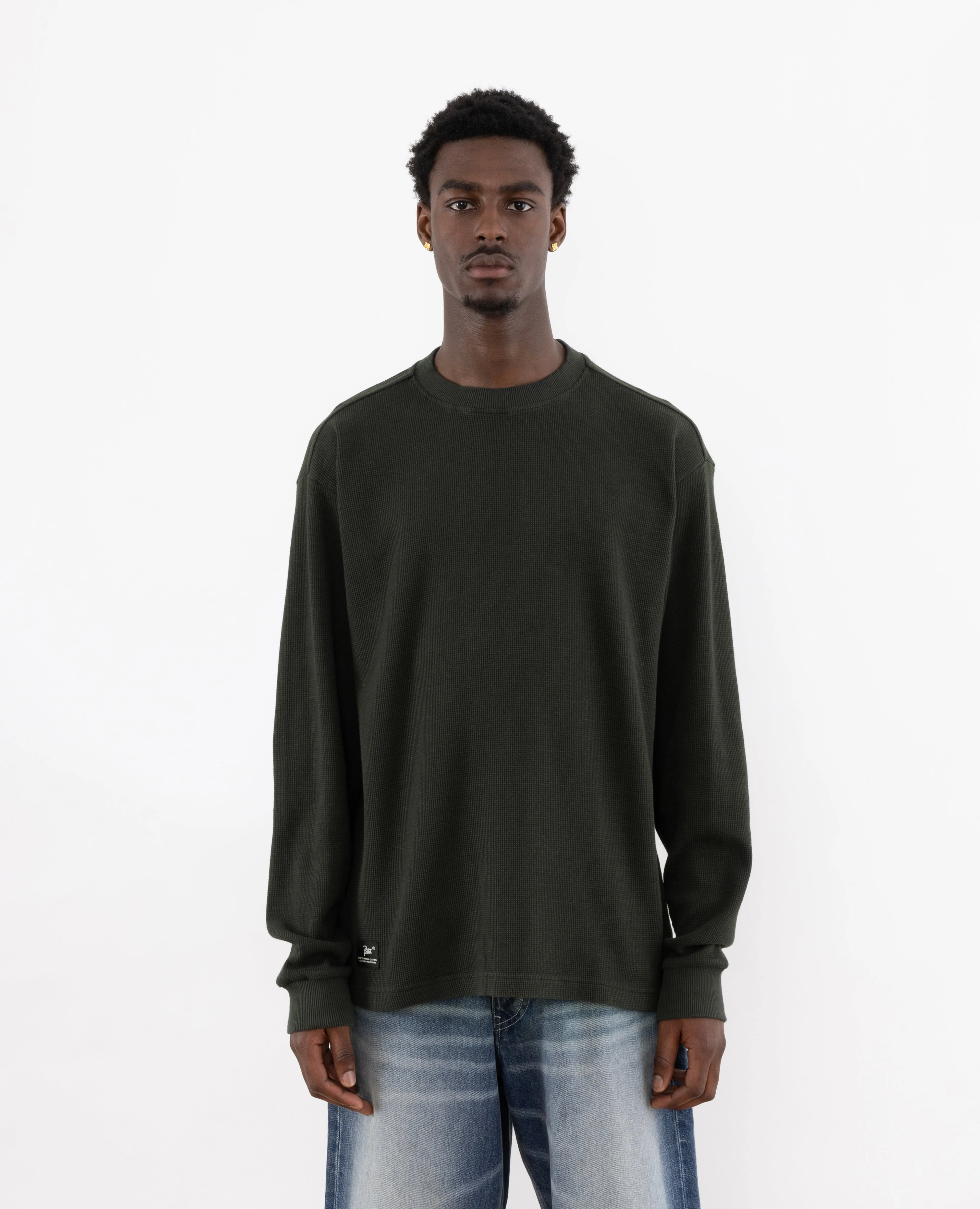 Patta Basic Waffle Longsleeve T-Shirt (Pirate Black)