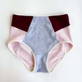 Pink Gray organic cotton french brief Women's M/L | Ready to ship