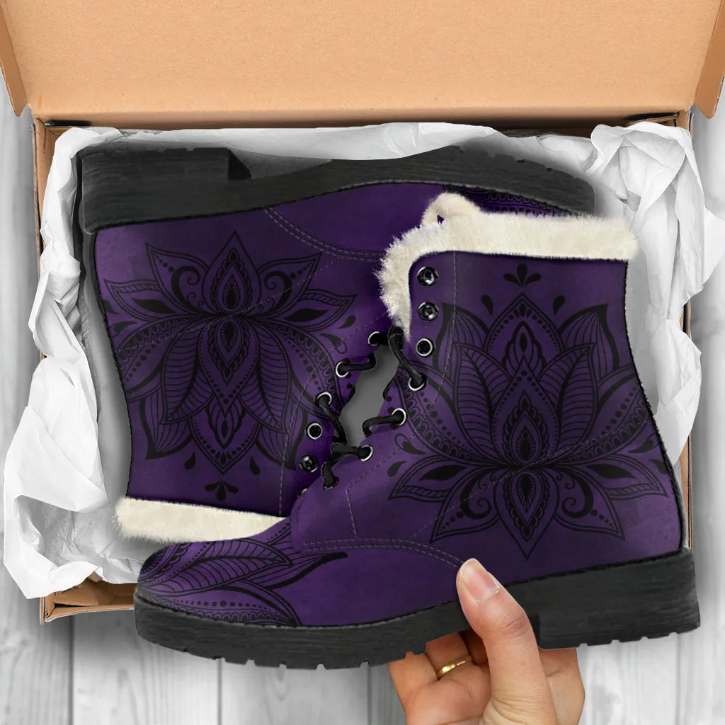 Purple Lotus - Fur Vegan Boots