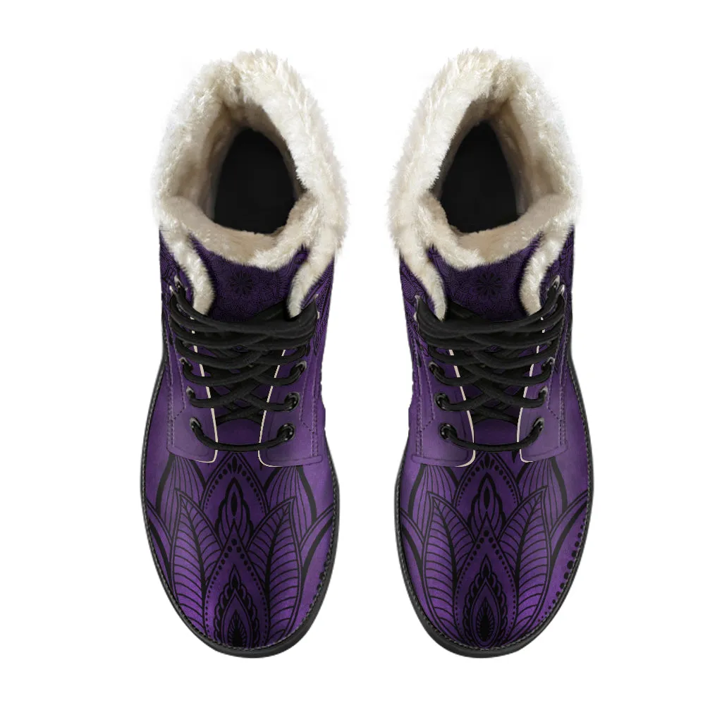 Purple Lotus - Fur Vegan Boots