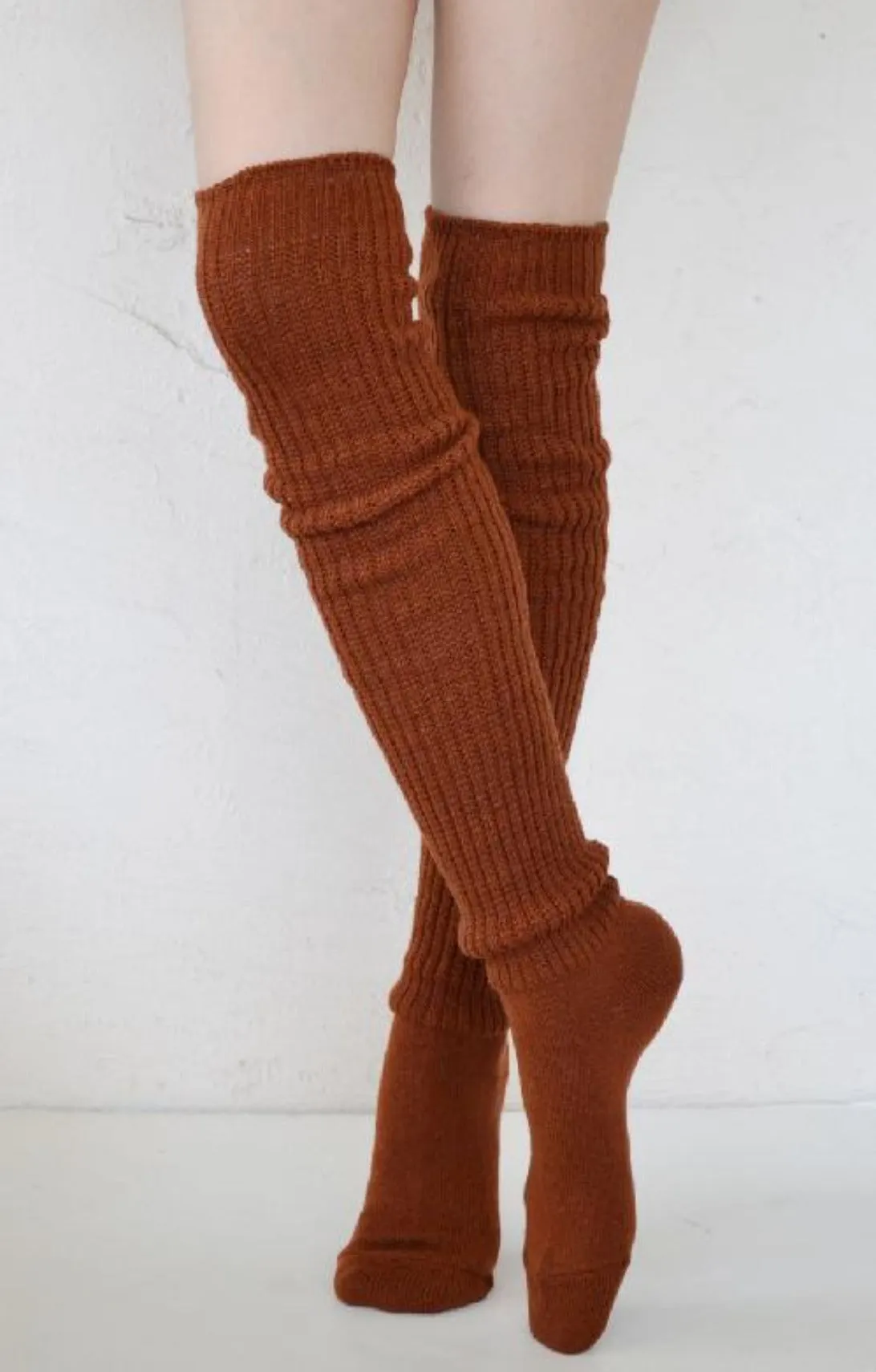 Red Scrunchy Over The Knee Lounge Wool Blend Socks