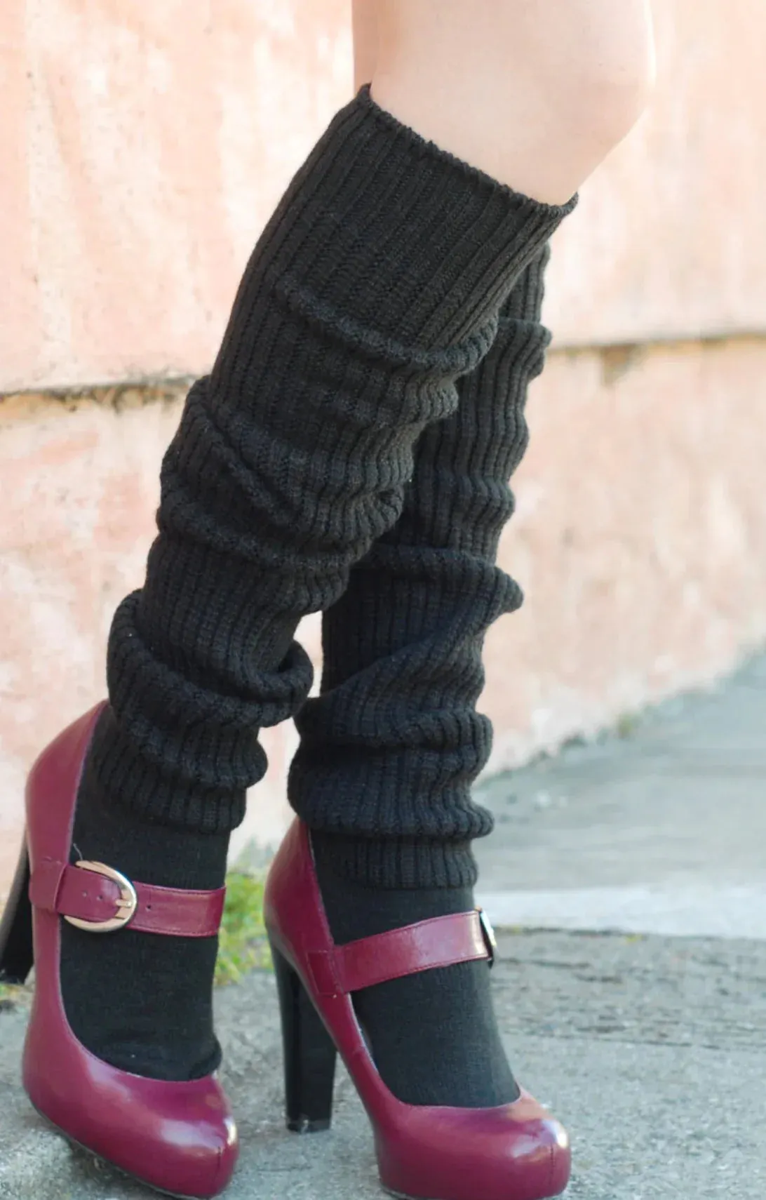 Red Scrunchy Over The Knee Lounge Wool Blend Socks