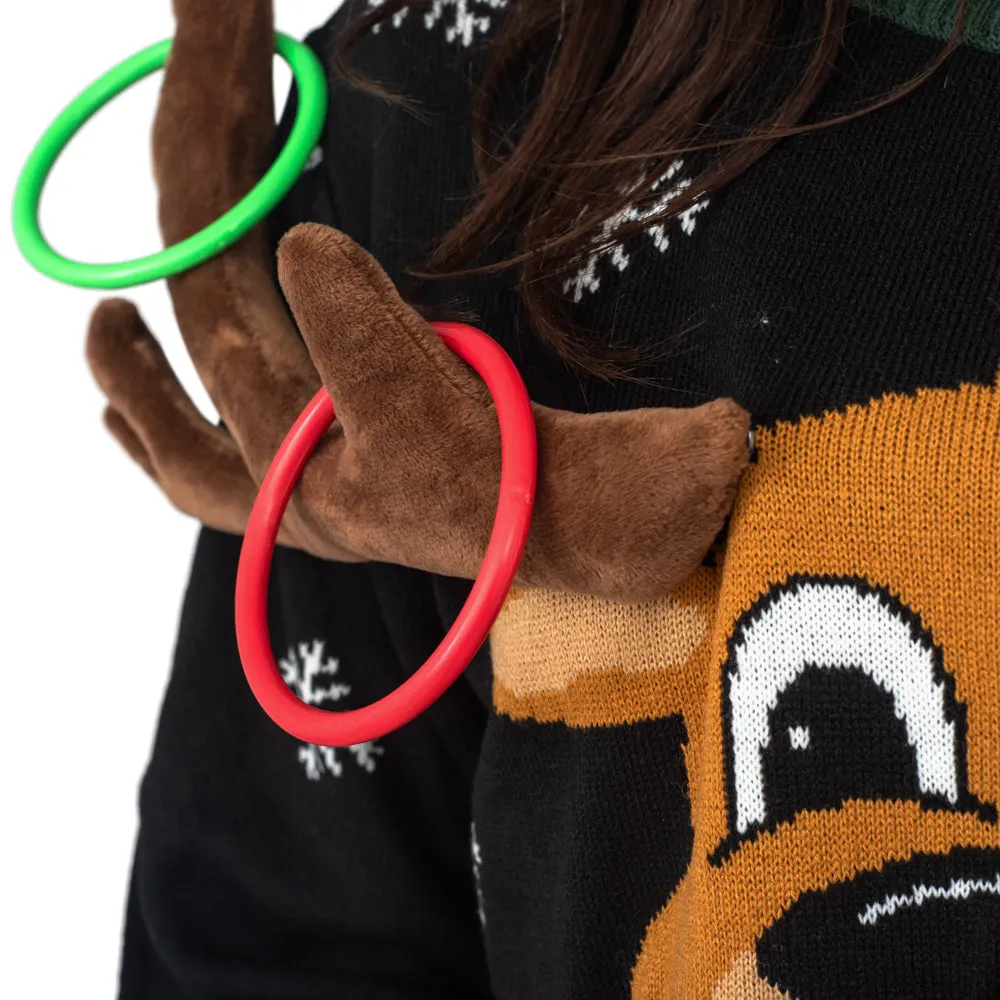 Reindeer Ring Toss 3D Ugly Christmas Sweater