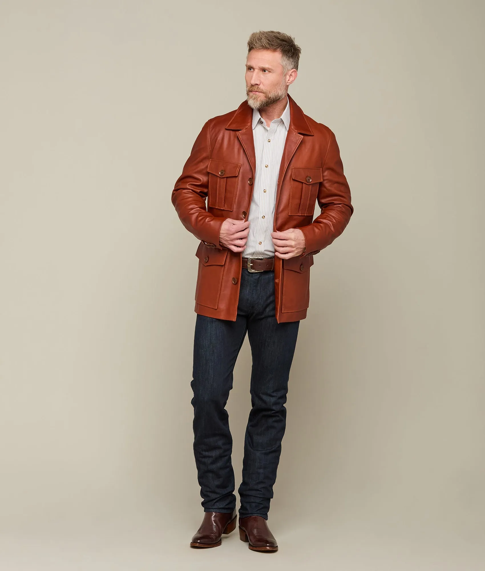 Safari Leather Jacket :: Cognac