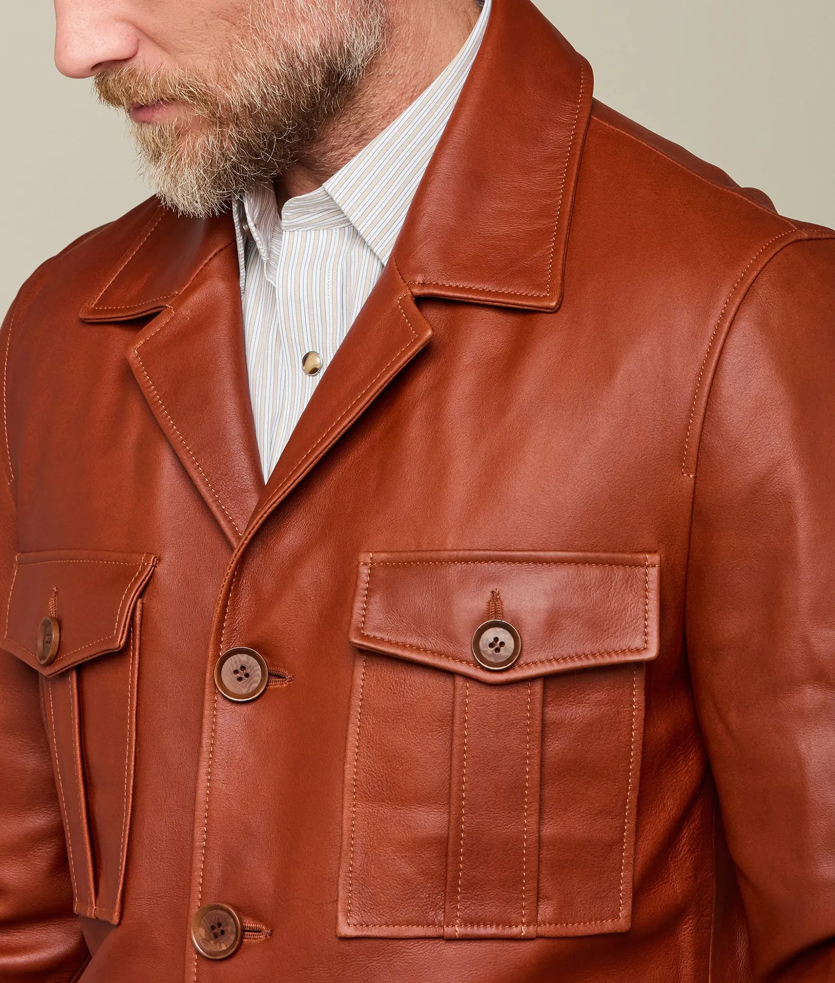 Safari Leather Jacket :: Cognac