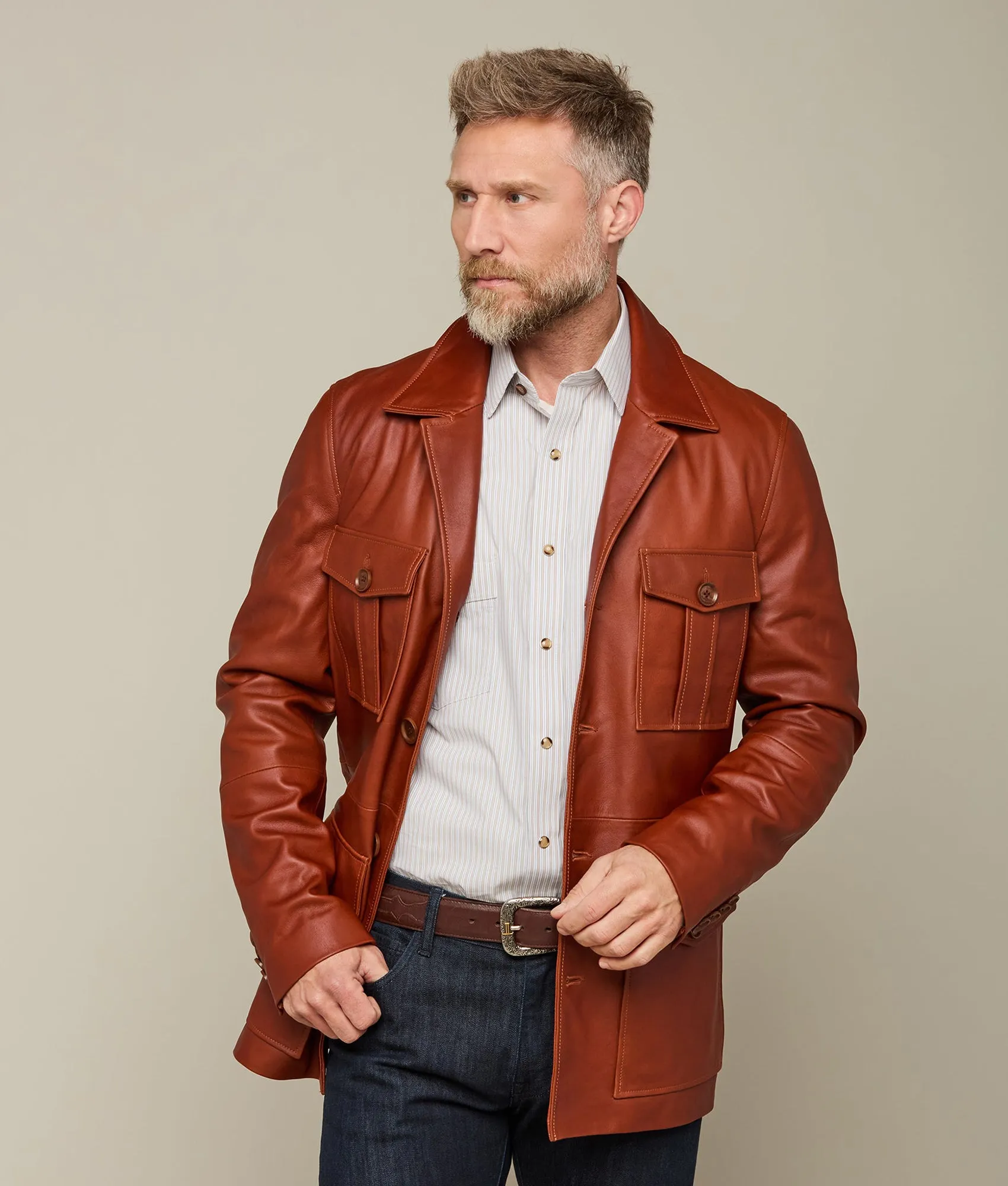 Safari Leather Jacket :: Cognac