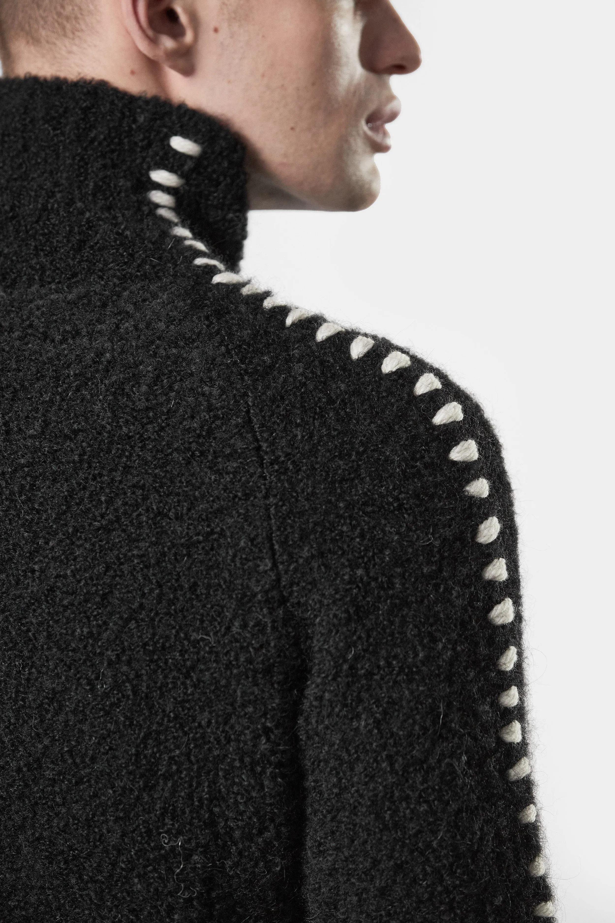 Scars-stitch alpaca knit high neck sweater