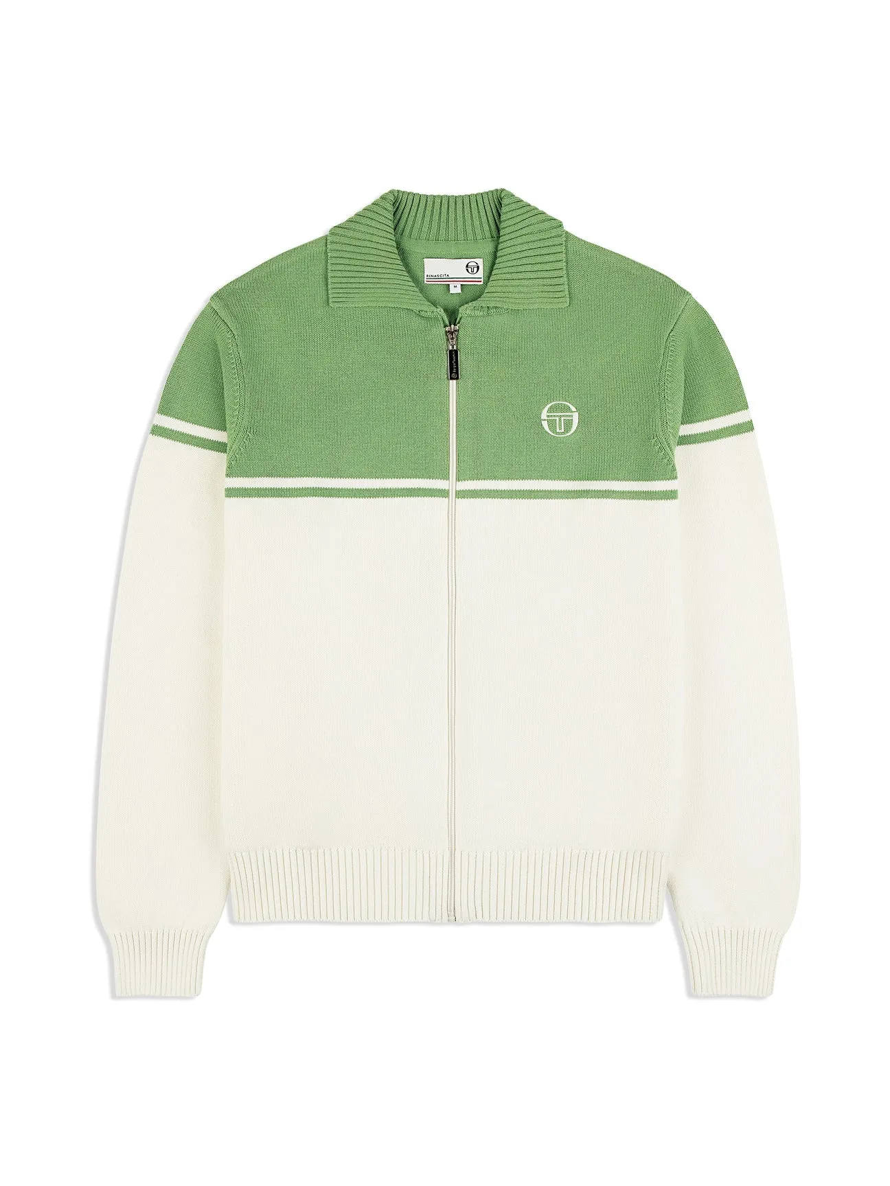 Sergio Tacchini Men's Donato Knitted Track Top Gardenia Jade Green