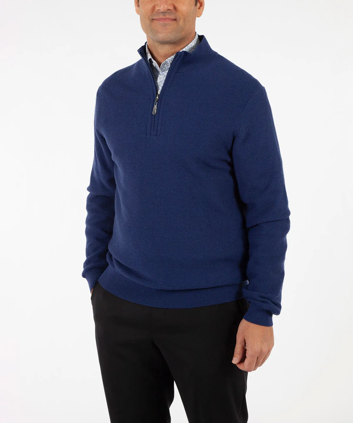 Signature 100% Merino Wool Tuck-Stitch Quarter-Zip Lined Wind Sweater