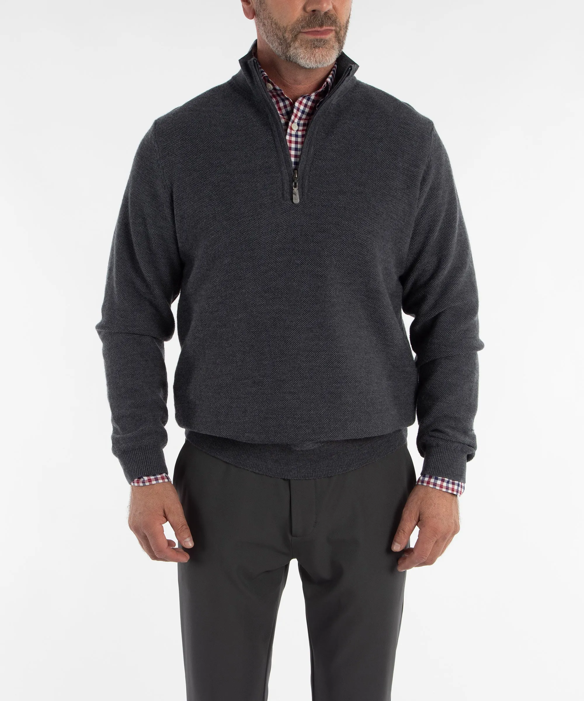 Signature 100% Merino Wool Tuck-Stitch Quarter-Zip Lined Wind Sweater