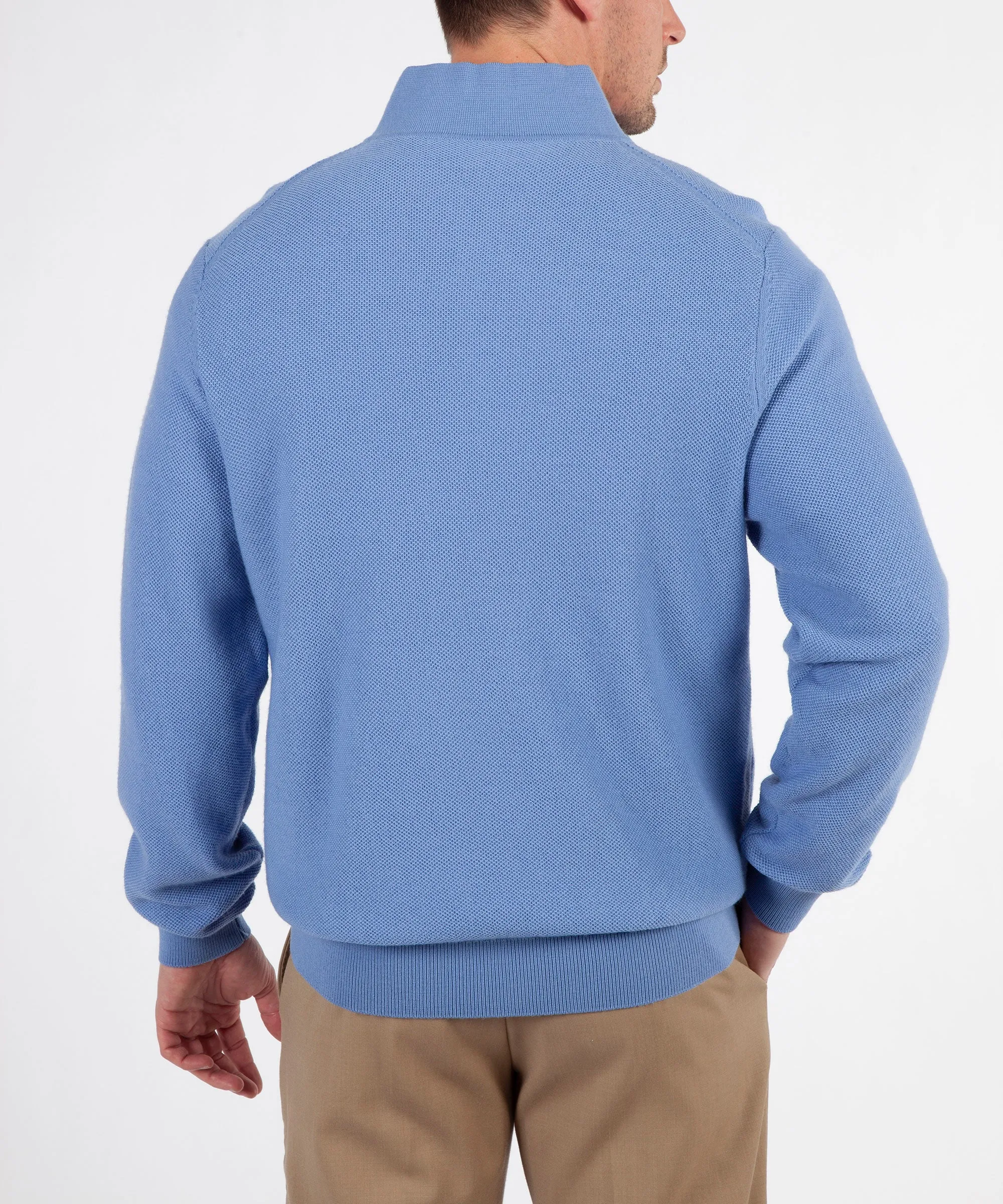 Signature 100% Merino Wool Tuck-Stitch Quarter-Zip Lined Wind Sweater