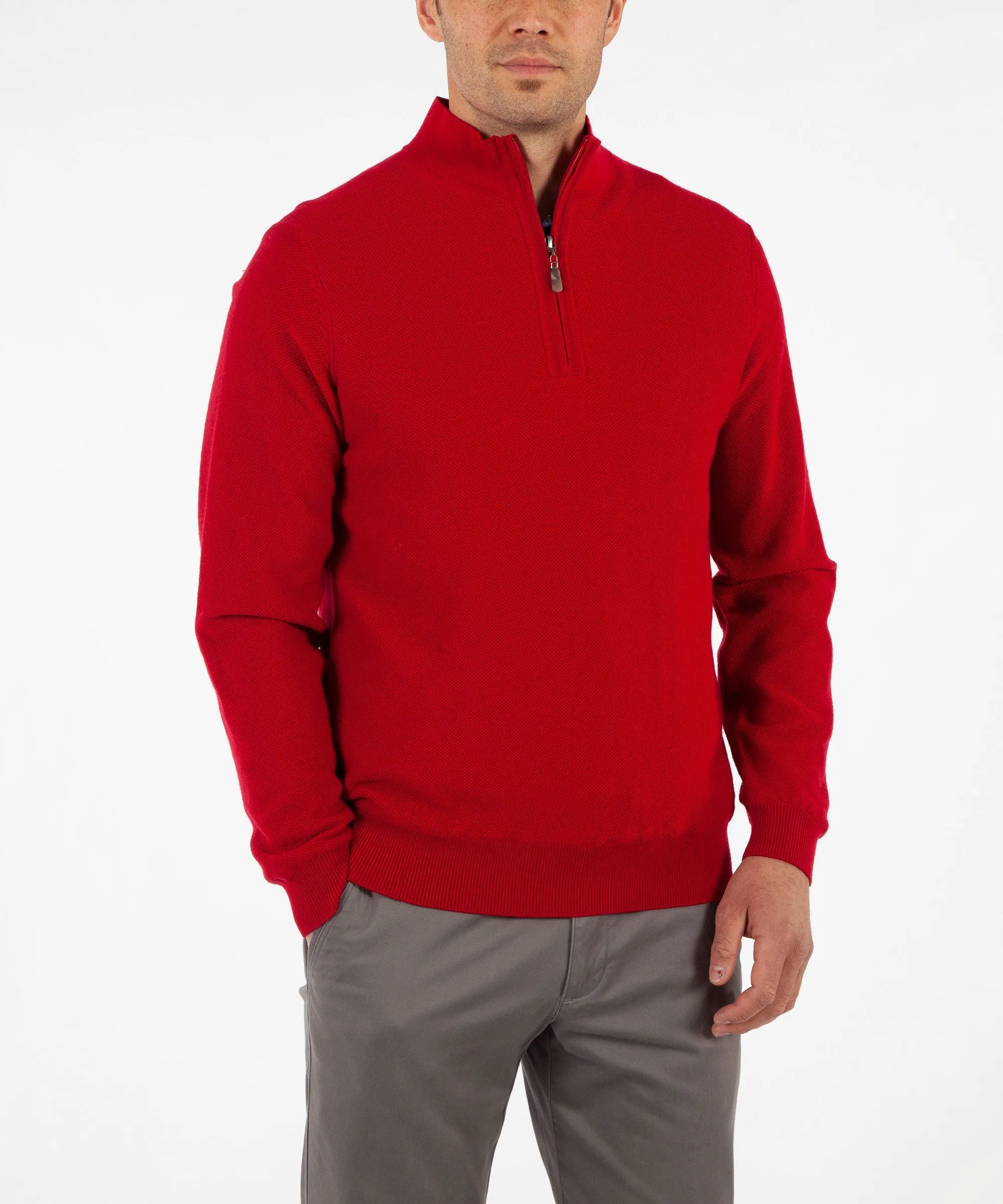 Signature 100% Merino Wool Tuck-Stitch Quarter-Zip Lined Wind Sweater