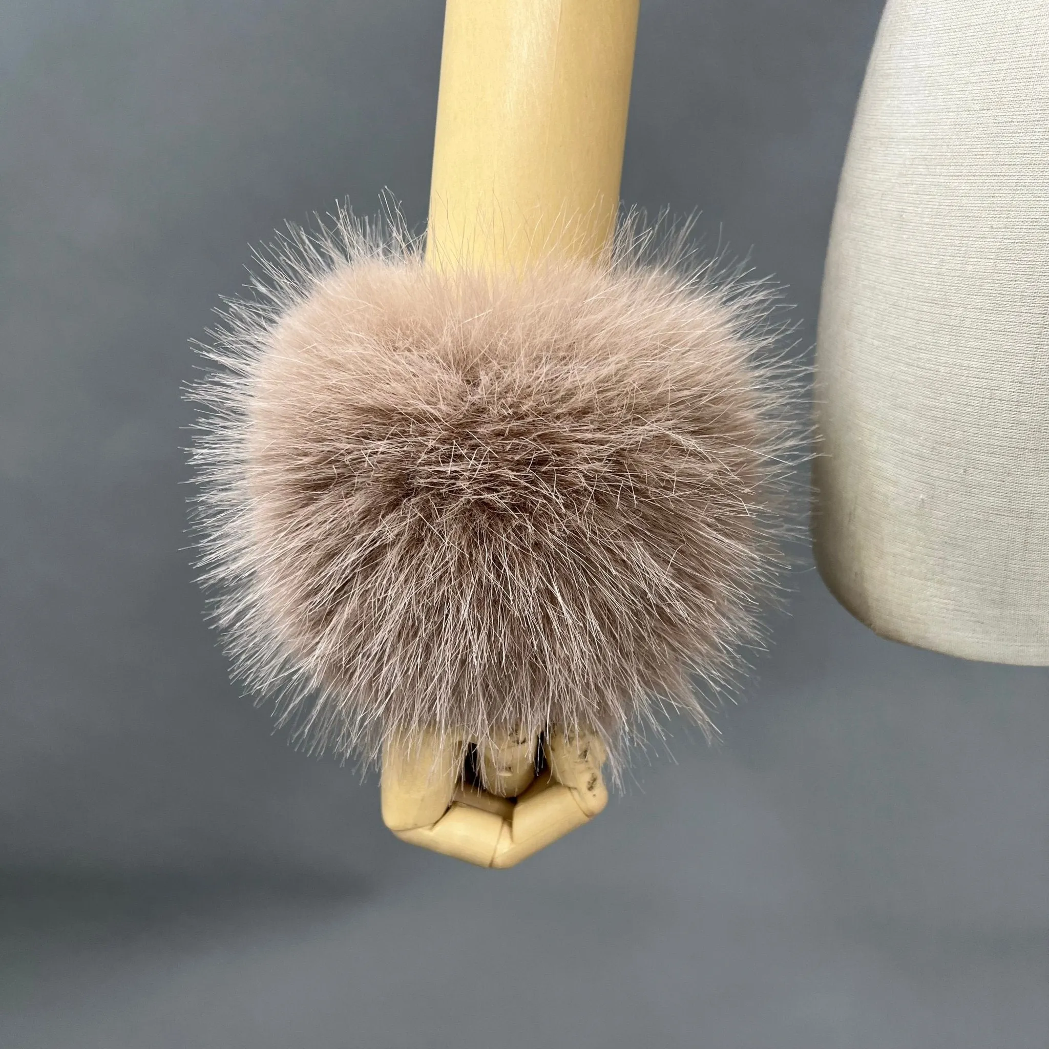 Taupe Snap Band Faux Fur Cuffs