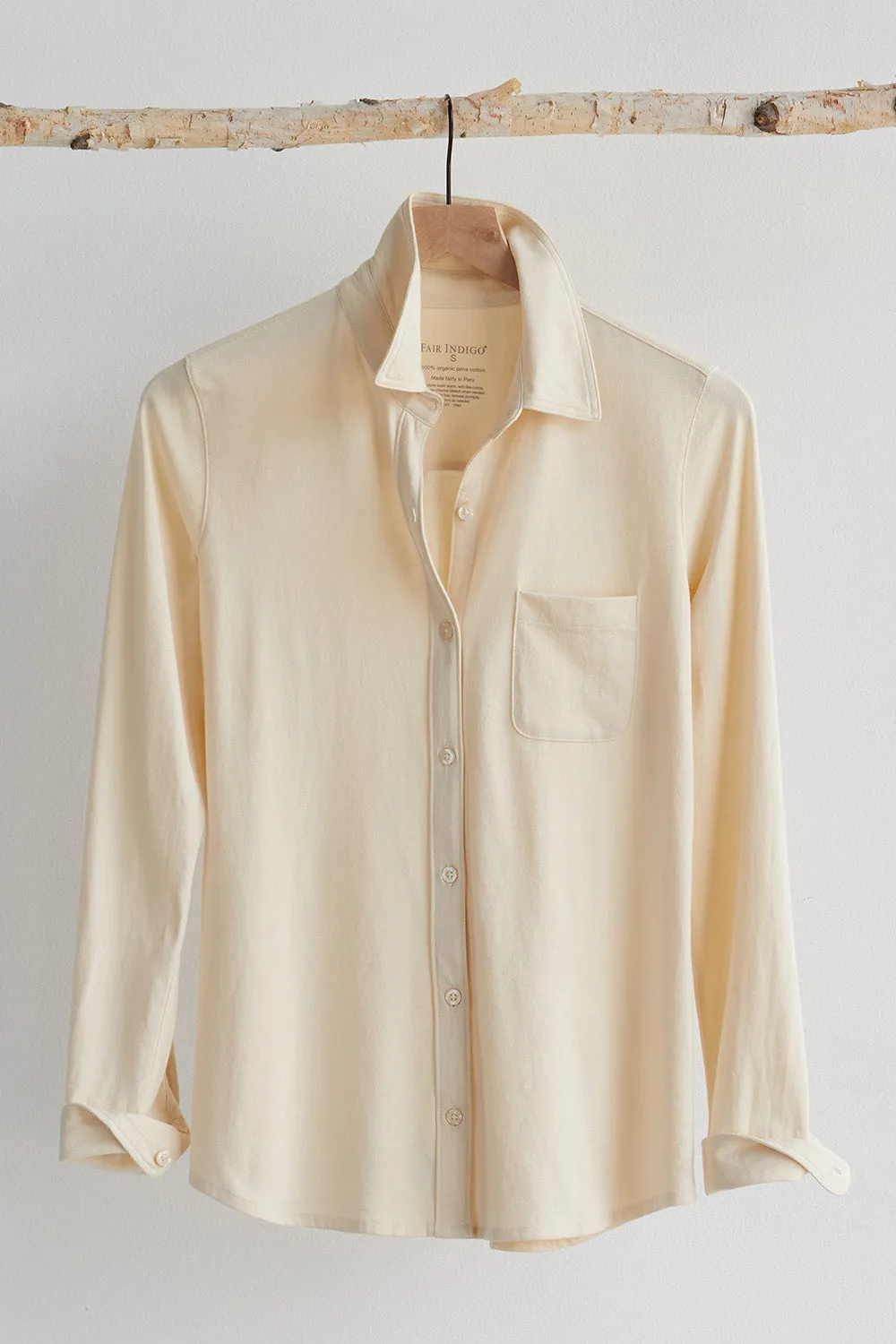 Women's 100% Organic Cotton Knit Button Down Shirt